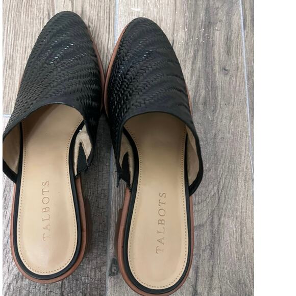 Talbots Woven Leather Mules Sz 9 Black Made in Brazil Preppy Minimalist Boho - Picture 5 of 5
